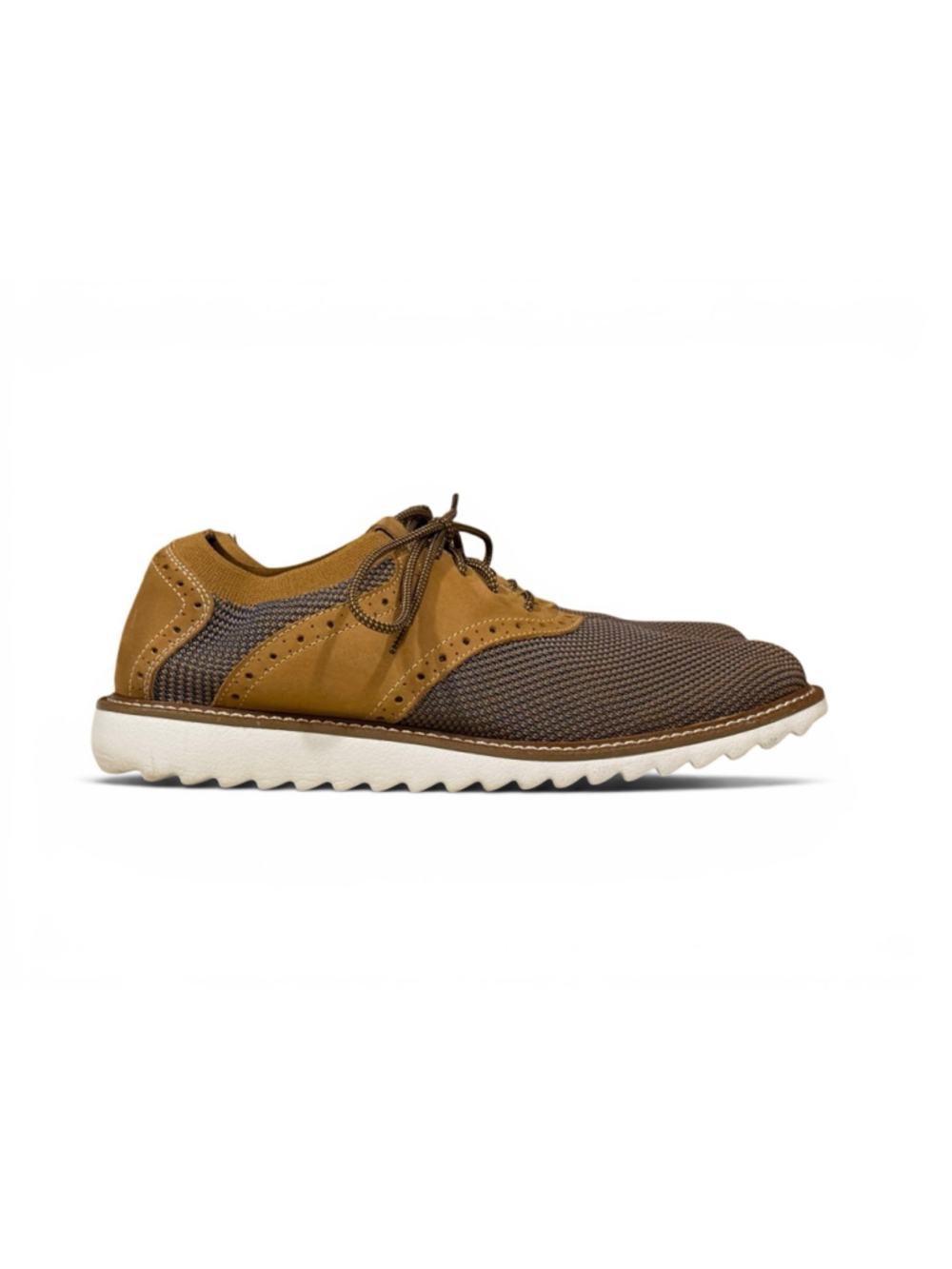 JOHNSTON & MURPHY MEN'S BRAYDON KNIT SADDLE TAN MULTI KNIT/TAN FULL GRAIN Sz 9.5